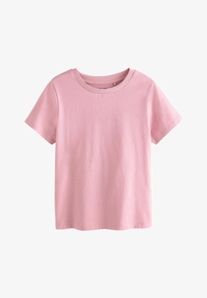 Tricou roz deschis, cu mâneci scurte și guler rotund. Fabricat din bumbac moale, prezintă o culoare uniformă, fără modele sau accente vizibile.