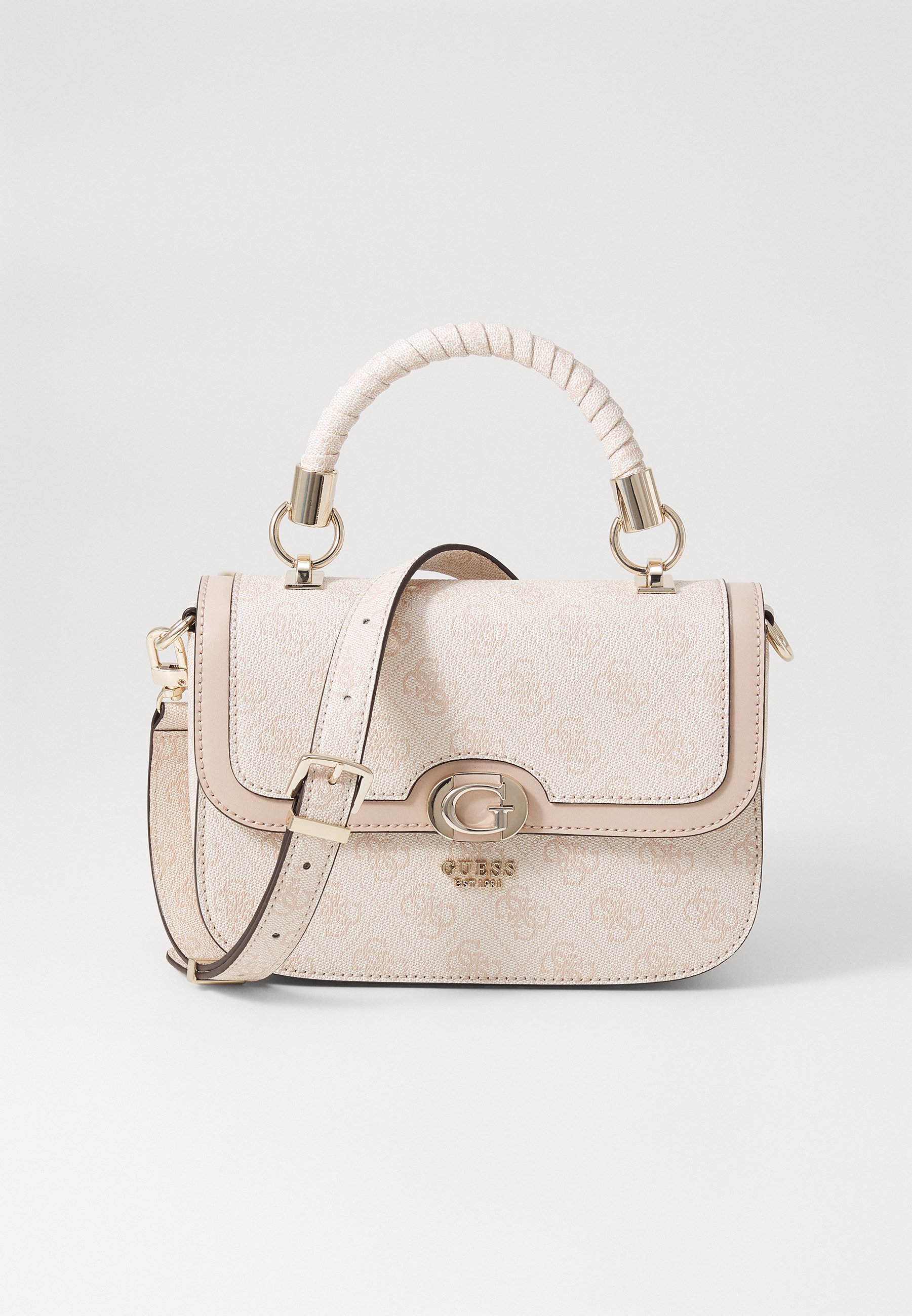 Guess ORLINA LOGO TOP HANDLE FLAP - Handbag - sand logo/sand