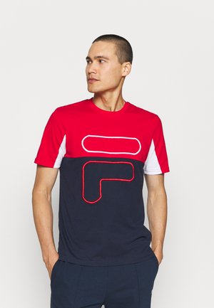 PATON BLOCKED TEE - Triko s potiskem - black iris/true red/bright white