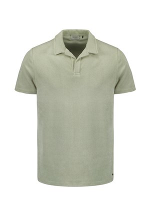 Polo shirt in lichtgroen, gemaakt van zachte stof met een gestructureerde afwerking. Heeft een klassieke kraag en korte mouwen.