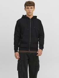 Jack & Jones - JJEBRADLEY ZIP HOOD - Sweatjakke - black Miniaturebillede 1