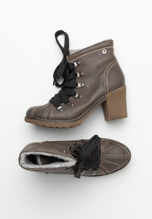 Šněrovací kotníkové boty - dark brown