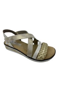 Rieker Sandalen met sleehak - gold metallic combi