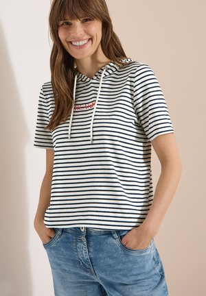 Cecil, KURZARM SHIRT MIT KAPUZE UND GLITZER - T-shirt imprimé - vanilla white