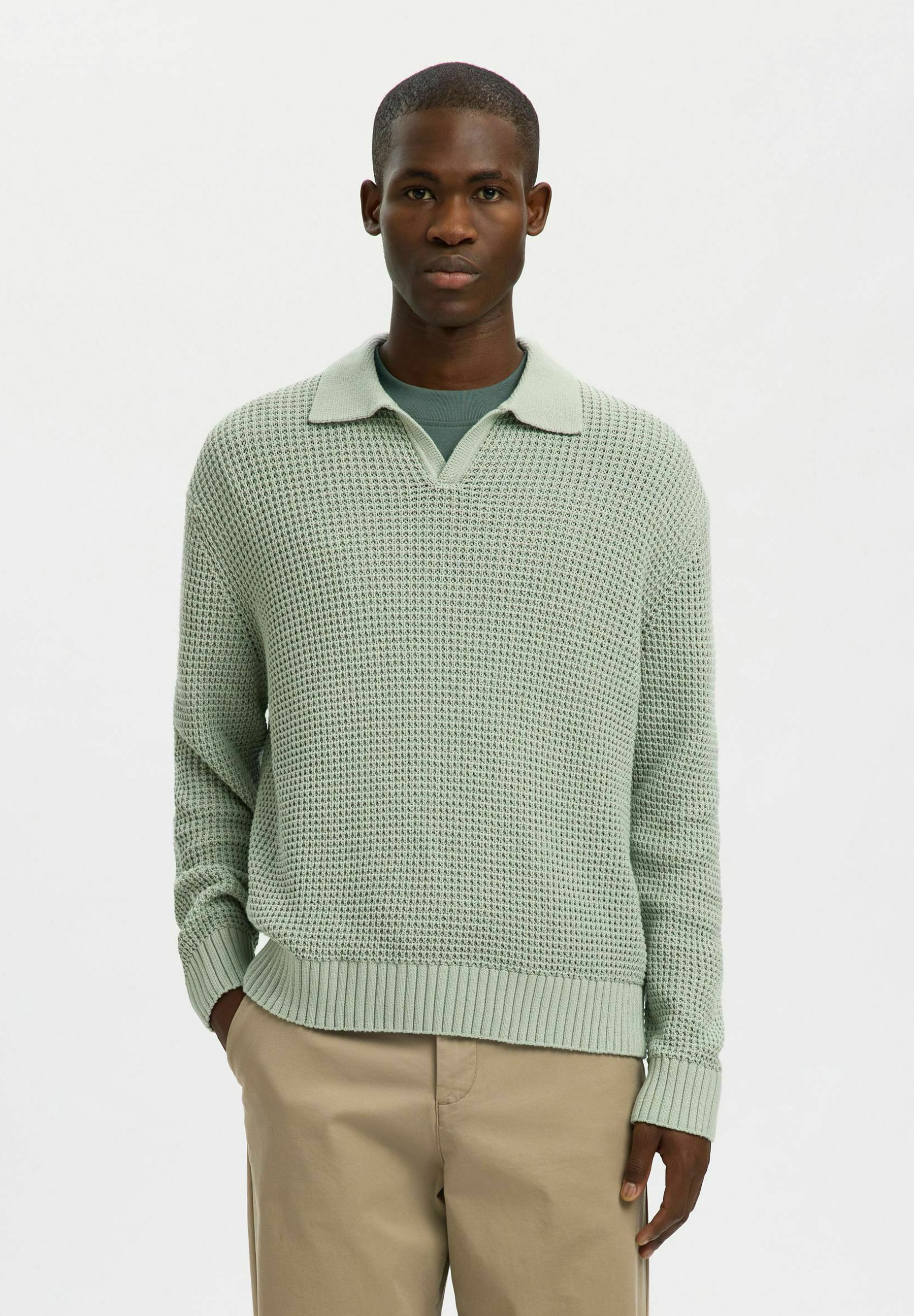 Hombre Sueter Verde Aqua Selected Knitted Jersey De Punto Aqua