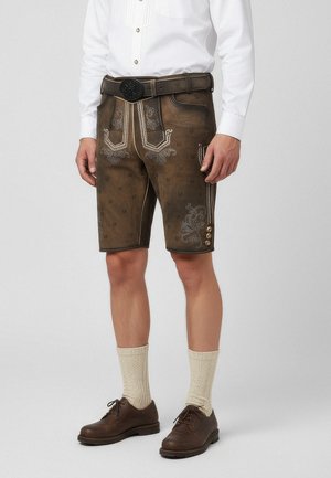 Krüger Dirndl HARVEY MIT GÜRTEL - Kožené kalhoty - braun