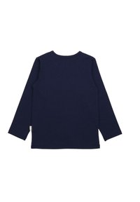 Marineblaue Langarmshirt mit rundem Halsausschnitt. Hergestellt aus weichem, glattem Stoff. Keine Muster oder zusätzlichen Verzierungen.