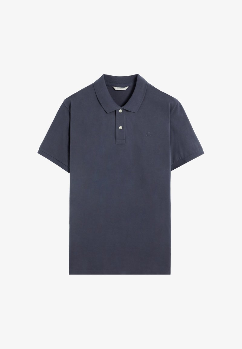 Navyblauw polo-shirt met korte mouwen, gemaakt van katoen. Heeft een klassieke kraag, een knoopsluiting met twee knopen en een klein logo op de borst.