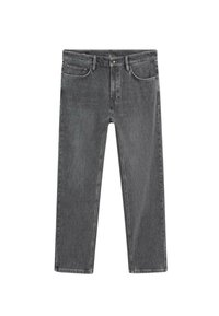 Mörkgrå denimjeans med rak passform och femficksdesign. Har dragkedja, översta knapp och subtila blekningar på tyget.