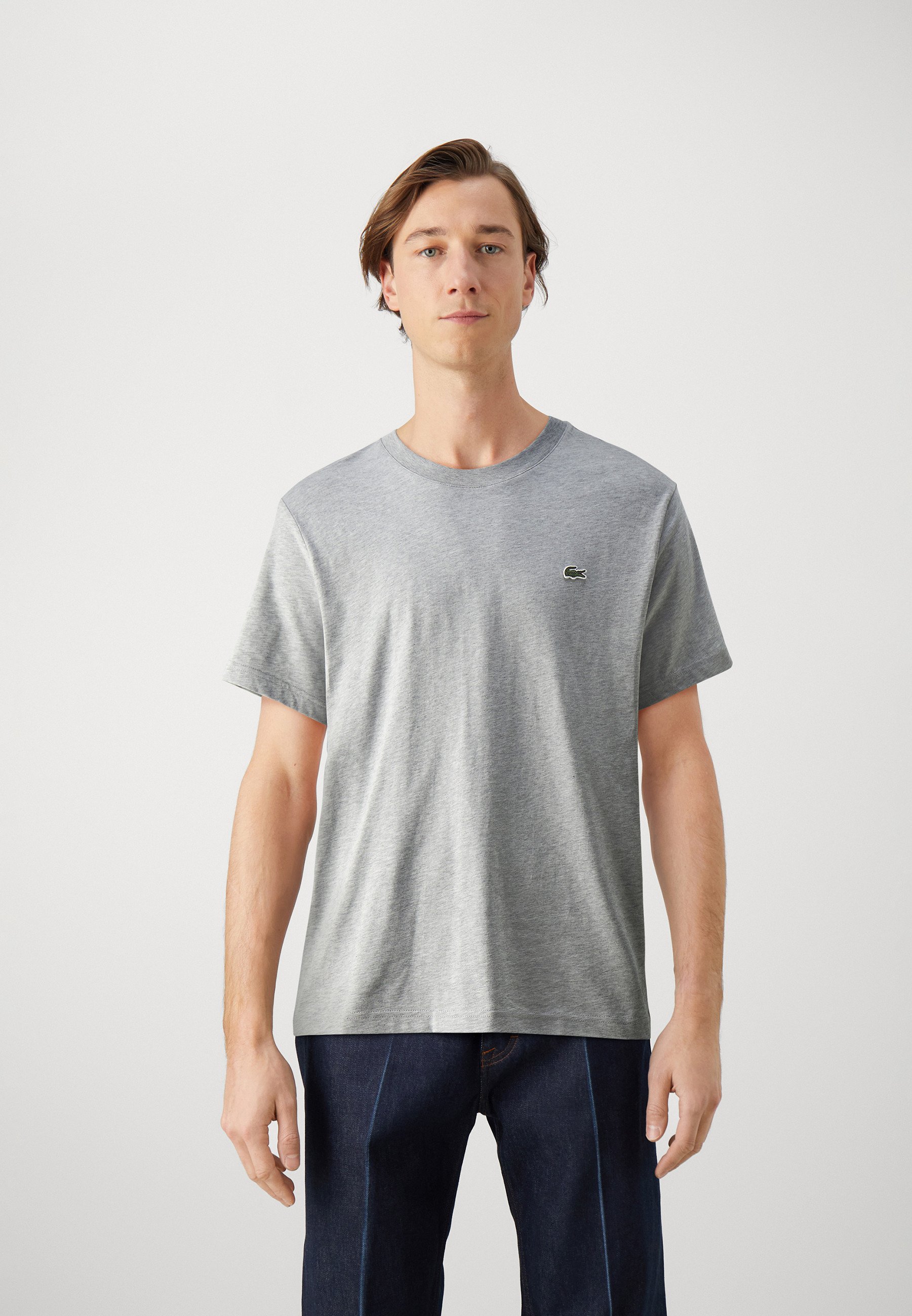 BAIGRAM Maglietta Corta Donna A Maniche Corte, Scollo Rotondo, Slim Fit In Poliestere E Spandex, Colore Grigio Erica, Taglia M