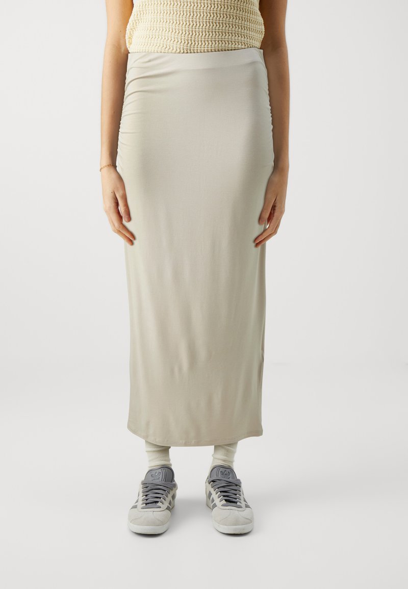 Gina Tricot SOFT TOUCH RUCHED SKIRT - Maksi sijonas - pumice stone