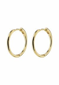 Boucles d'oreilles en or en forme de créole avec une finition lisse et polie, présentant une forme circulaire et un fermoir sécurisé. Design minimaliste sans motifs ni embellissements.