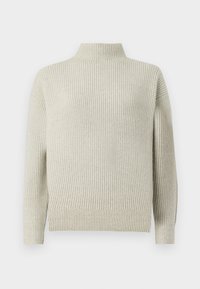 Maglione a collo alto grigio chiaro a coste con maniche lunghe e una vestibilità comoda. Tessuto a maglia testurizzato con maniche e orlo a polsino.