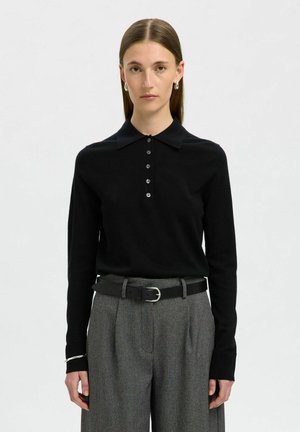 SLFTHEA COLLAR NECK - Top s dlouhým rukávem - black