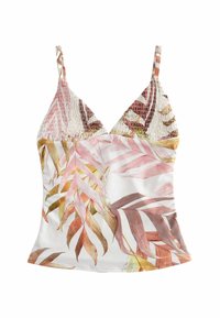 Next SHIRRED TUMMY CONTROL - Horní díl bikin - ecru cream leaf