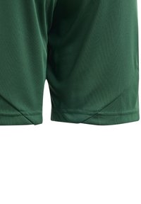 Gröna atletiska shorts i ett smidigt, lätt tyg. Har en platt midja och snedställda sömmar vid fållen.