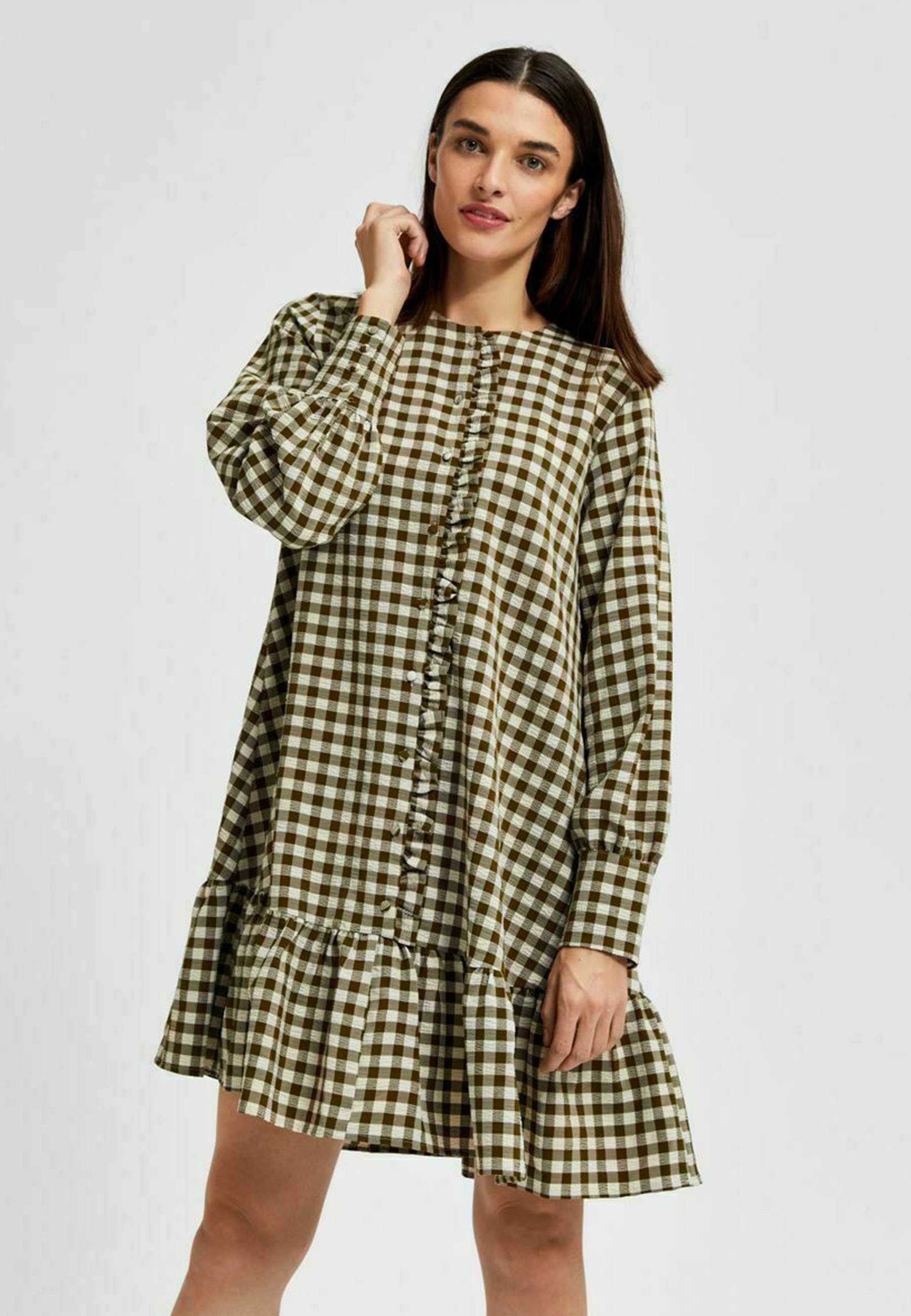 Selected Femme RÜSCHEN - Abito a camicia - dark olive/oliva - Zalando.it