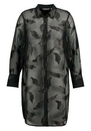 Ulla Popken METALLIC - Button-down blouse - black