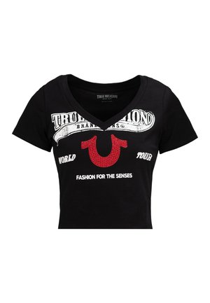 True Religion DISTRESSED CRYSTAL V NECK - T-shirt print - black