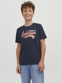 Jack & Jones Junior JJELOGO TEE NECK - T-shirt med print - navy blazer