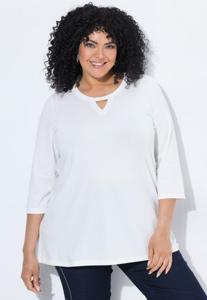 Ulla Popken, KEYHOLE NECKLINE 3/4 SLEEVE MV TEE - Camiseta de manga larga - off-white