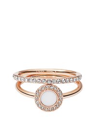 Bague Pour Femme Fossil - Acier Inoxydable Doré Superposé - Tailles 9, 10, 11.5 - Style Bicolore Poli