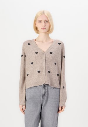 VMDOFFY INTARSIA V NECK - Kardigan - moon rock/black