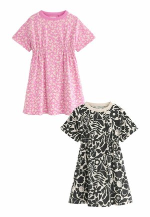 SHORT SLEEVE 2 PACK REGULAR FIT - Strickkleid - black  white  pink floral print