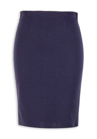 Laivastonsininen lyhyt hame, joka on valmistettu joustavasta kankaasta. Sen pinnalla on sileä tekstuuri, vyötäröosa sekä huomaamaton logopainatus ylhäällä.