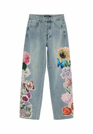 Desigual, PRINTED FLORAL JEANS - Avar lõikega teksad - blue