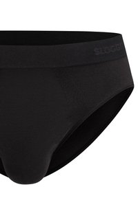Zwarte herenstrakjes van gladde stof met een brede elastische tailleband met het "Sloggi" logo en een naadloos ontwerp voor comfort.