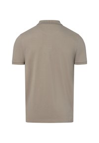 Kurzärmliges Polohemd aus leichtem beigem Baumwollstoff, mit klassischem Kragen, gerippten Bündchen und geradem Saum ohne sichtbare Logos oder Verzierungen.