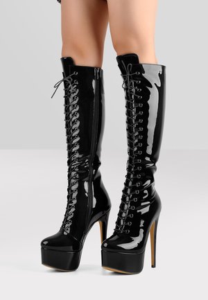 Højhælede støvler - metallic black