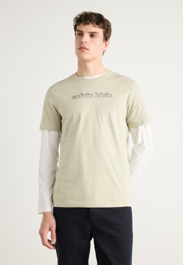 Print T-shirt - moss gray