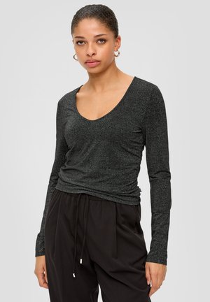QS GLITZER-MIT RAFFUNGEN - Longsleeve - schwarz