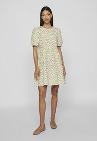 VILA MIDI KURZÄRMELIGES - Freizeitkleid - egret