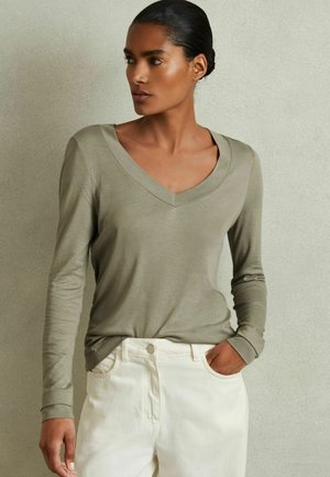 REGULAR FIT - BRADY V-NECK - Hosszú ujjú felső - sage