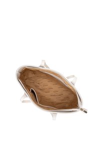 Borsa tote bianca con un'esterno liscio e manici doppi. L'interno presenta una fodera beige con stampa ripetuta del logo "WITTCHEN". Inclusa tasca con zip.