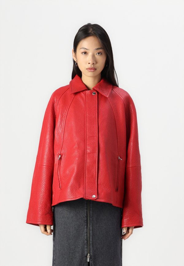 SANOK JACKET - Leather jacket - scarlet sage