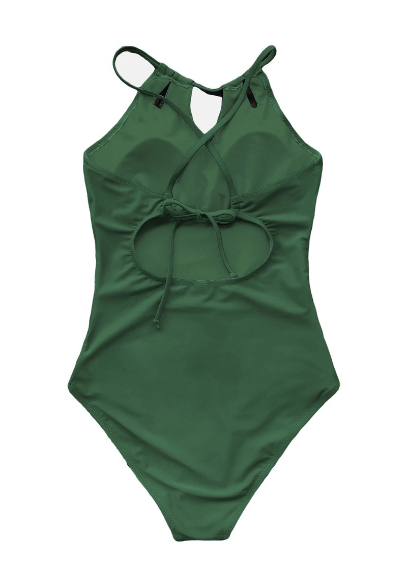 CUPSHE Costume Intero Donna Verde Con Scollo A V E Ritagli, Halter Elegante Per Estate In Spiaggia