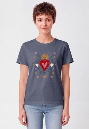 watapparel, LOVE AND FLEX - T-Shirt print - blue grey