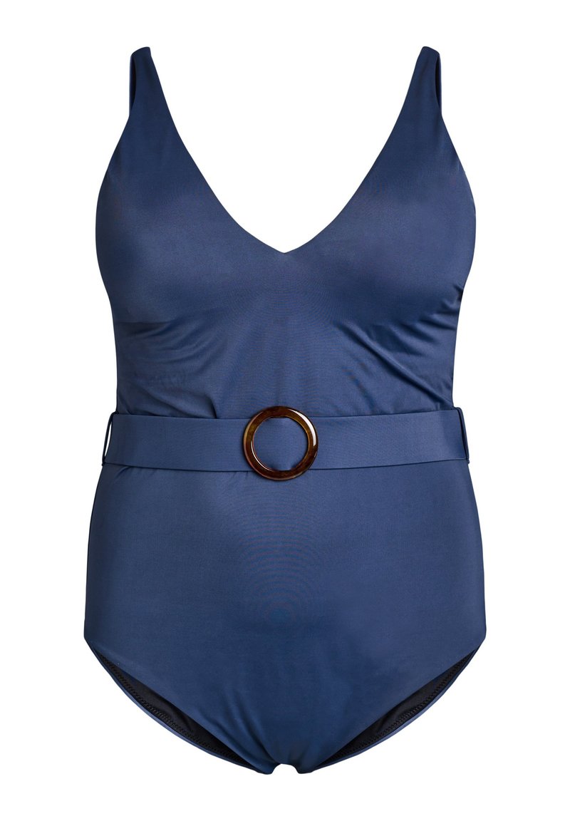 Zizzi MIT V-AUSSCHNITT UND GÜRTEL - Badeanzug - spellbound/blau - Zalando