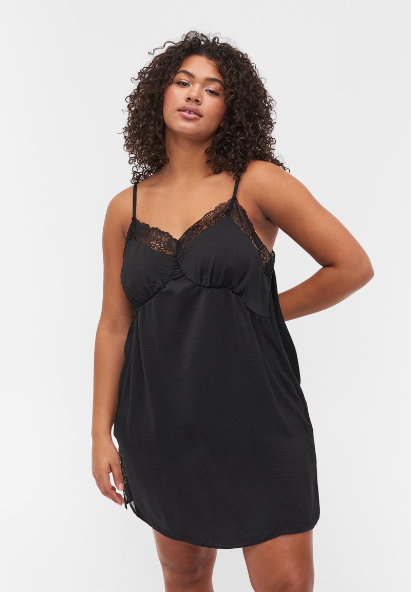 Damen Nachthemden | Devoted By Zizzi MIT SPITZE UND SCHLITZ Nachthemd black/schwarz - SV22889 Damen Nachthemden | Devoted By Zizzi MIT SPITZE UND SCHLITZ Nachthemd black/schwarz - SV22889