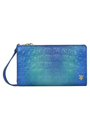 HANDPAINTED  - Portemonnee - croco embossed peacock