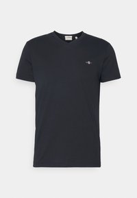 SLIM SHIELD V NECK - Lihtne T-särk - black