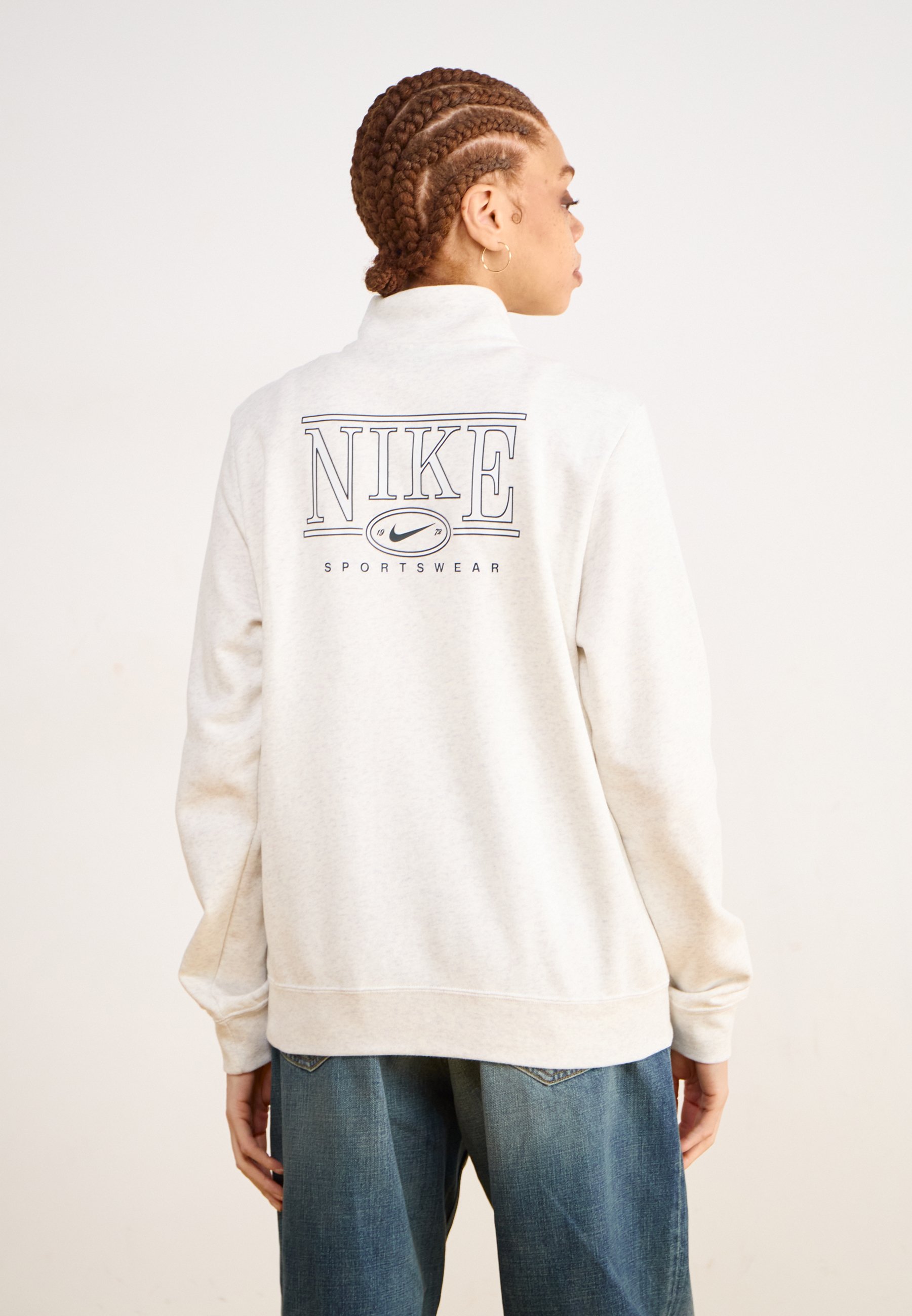 Nike Sportswear CLUB MOCK - Sweatshirt - birch heather/white