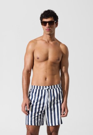 BOTTOM STRIPED MEDIUM-LENGTH - Plavecké šortky  - painted stripe medieval blue