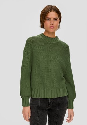 s.Oliver MIT CREW NECK - Strickpullover - olivgrün