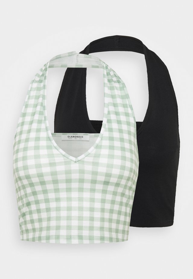 MAYA HALTER NECK WITH OPEN BACK 2 PACK - Toppe - black/mint