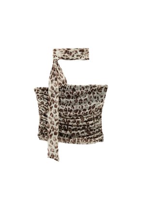 LEOPARD STRAPLESS - Blouse - brown